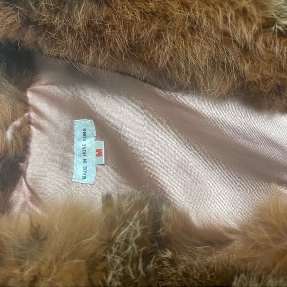 PATCHWORK RABBIT FUR VEST shades of Brown & Leopard print MADE IN HONG KONG SZM - Picture 10 of 16